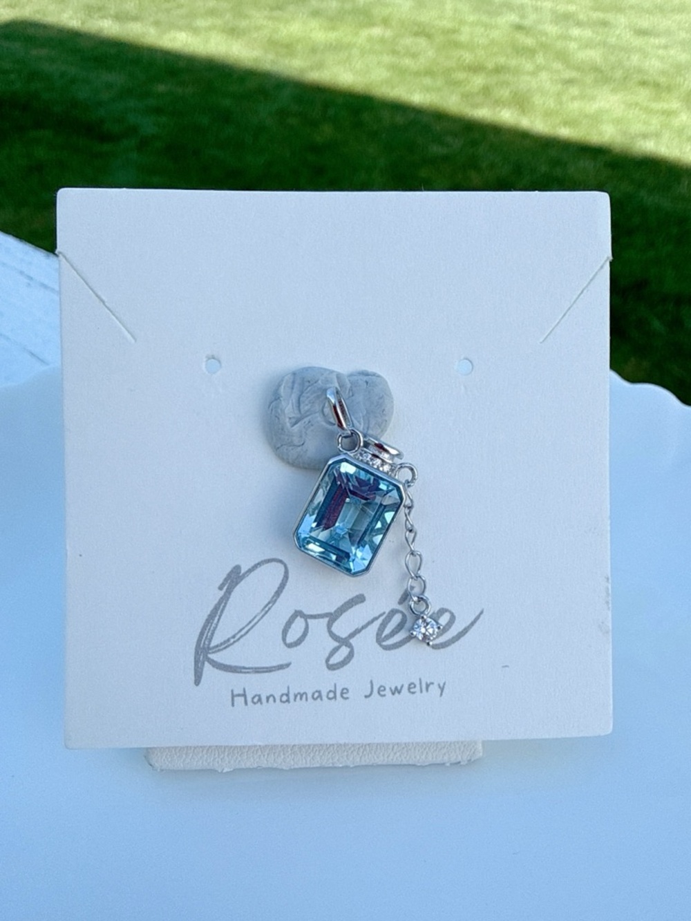 SGP29 S925 Stamped Natural Sky Blue Topaz Perfume Bottle Pendant